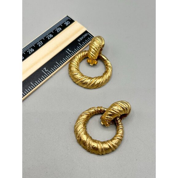 Jomaz Joseph Mazer Door Knockers Earrings Gold Tone Removable Dangles Clips - Picture 8 of 8